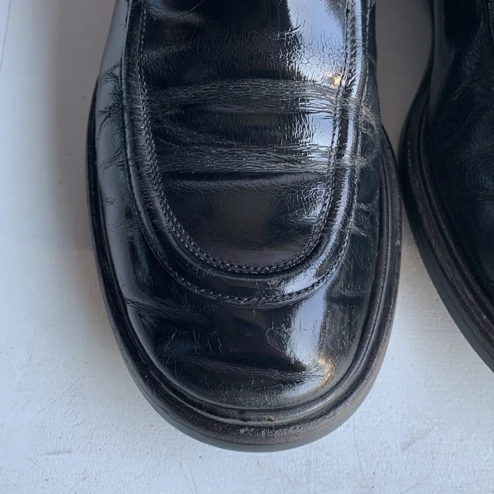 Gucci Horsebit Loafers Womens 8B Black Leather Block Heel Slip‎ On Italy Classic - Picture 9 of 17